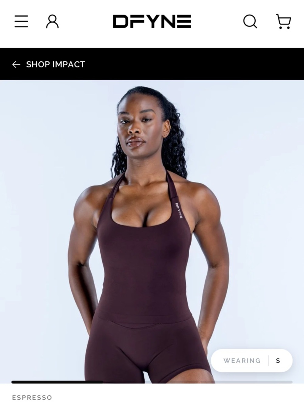 DFYNE IMPACT HALTER TOP & IMPACT LEGGINGS ESPRESSO